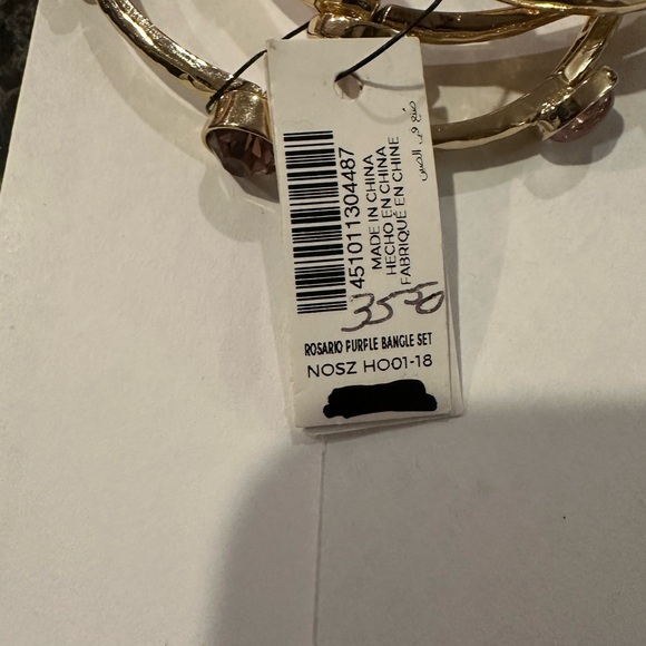 Chico's Gold stretch Bangles with Purple and Silver Accents.  Three (3). - Picture 6 of 8